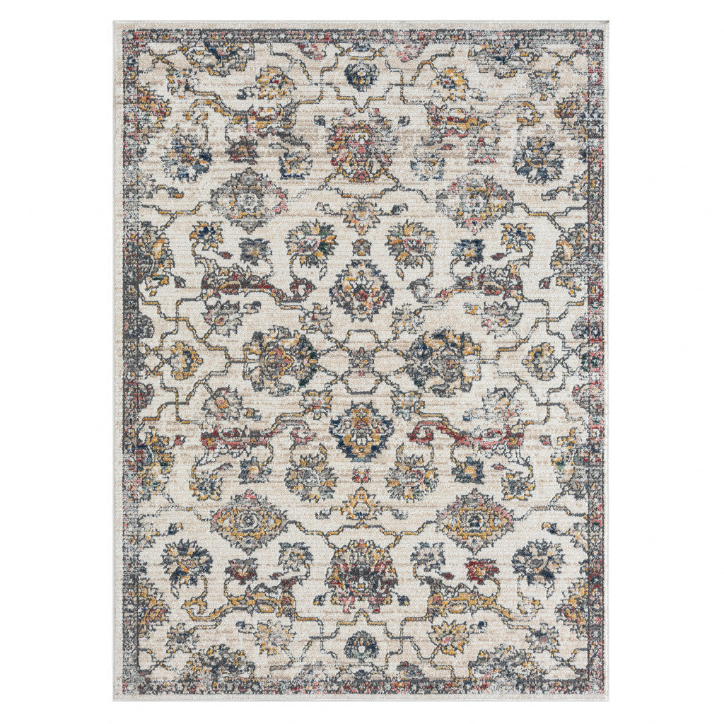 5 X 7 Gray Floral Area Rug Image 1