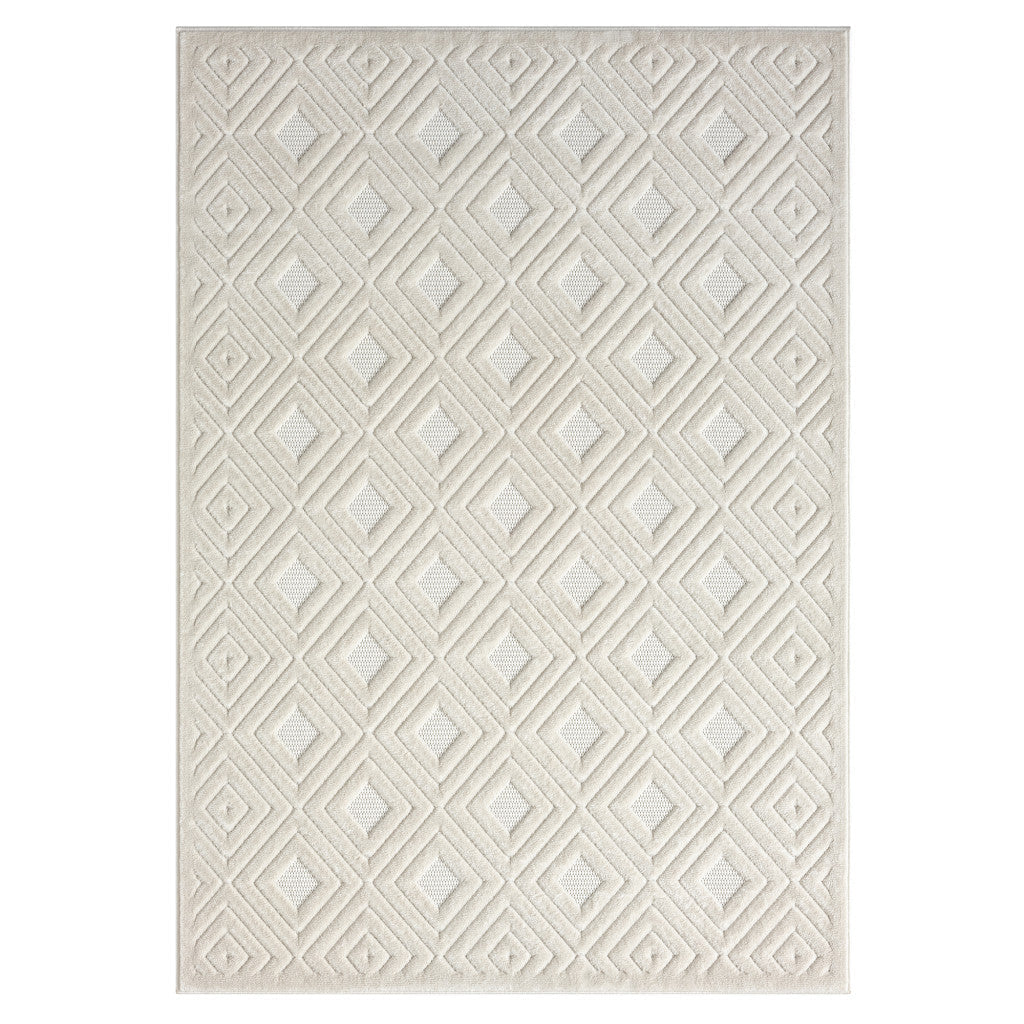 8 x 10 Ivory Geometric Area Rug Image 1