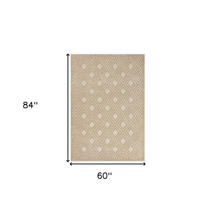 8 x 10 Ivory Geometric Area Rug Image 1