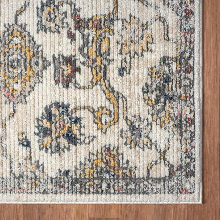 5 X 7 Gray Floral Area Rug Image 7