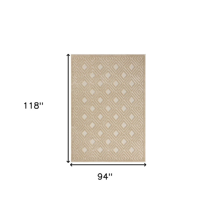 8 x 10 Ivory Geometric Area Rug Image 1