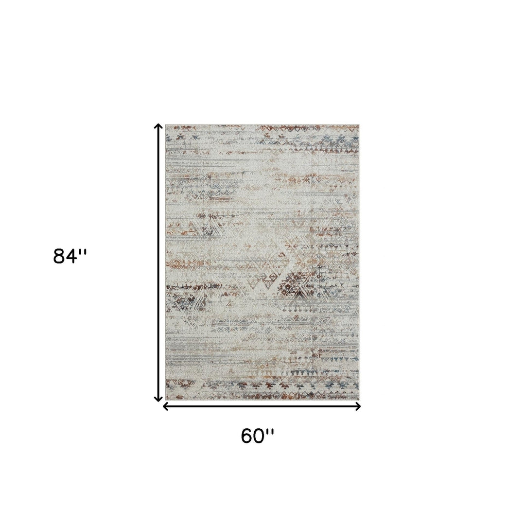 8 X 10 Ivory Tribal Distressed Washable Area Rug Image 11