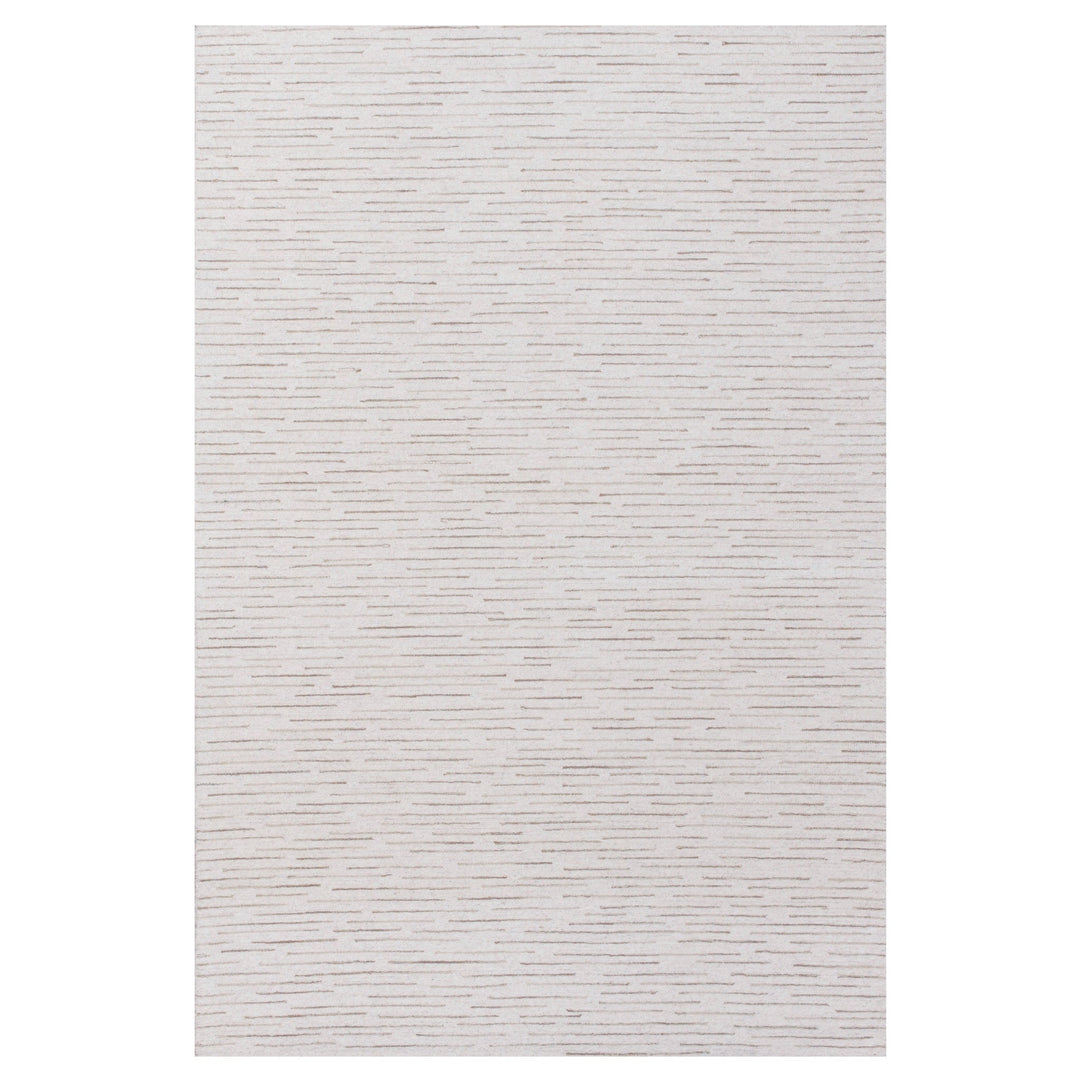 8 x 10 Beige and Ivory Wool Striped Hand Tufted Area Rug Image 1