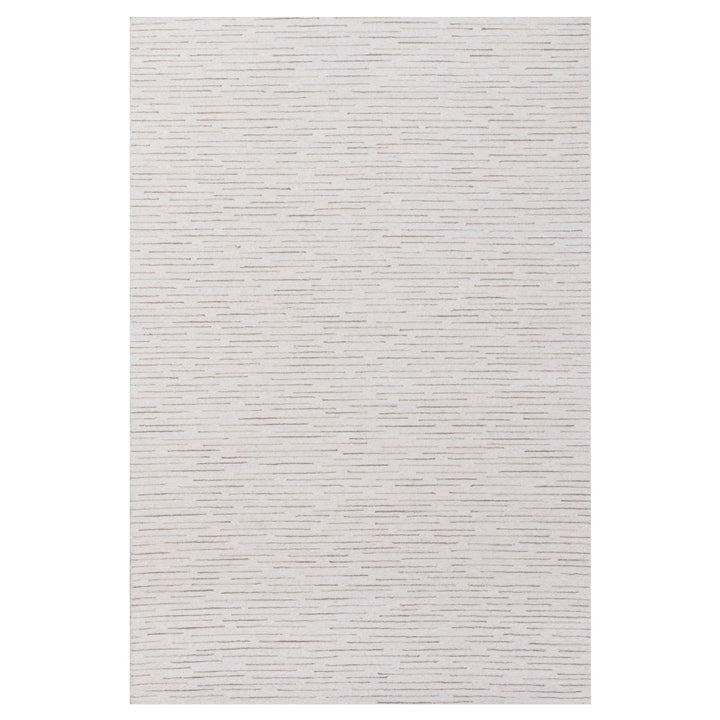 8 x 10 Beige and Ivory Wool Striped Hand Tufted Area Rug Image 1