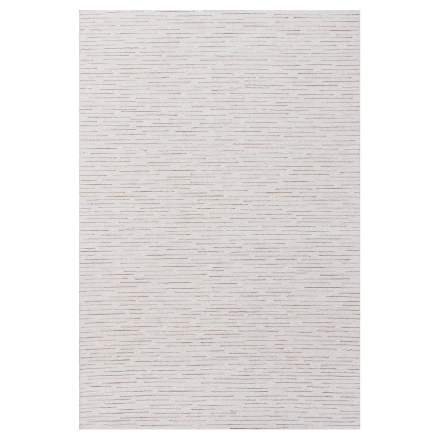 8 x 10 Beige and Ivory Wool Striped Hand Tufted Area Rug Image 1