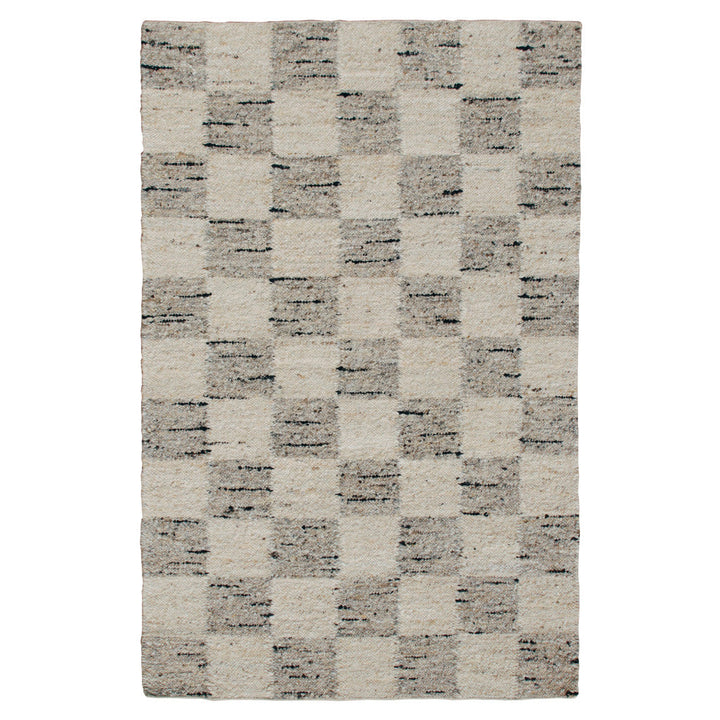 5 x 8 Beige Wool Checkered Hand Woven Area Rug Image 12