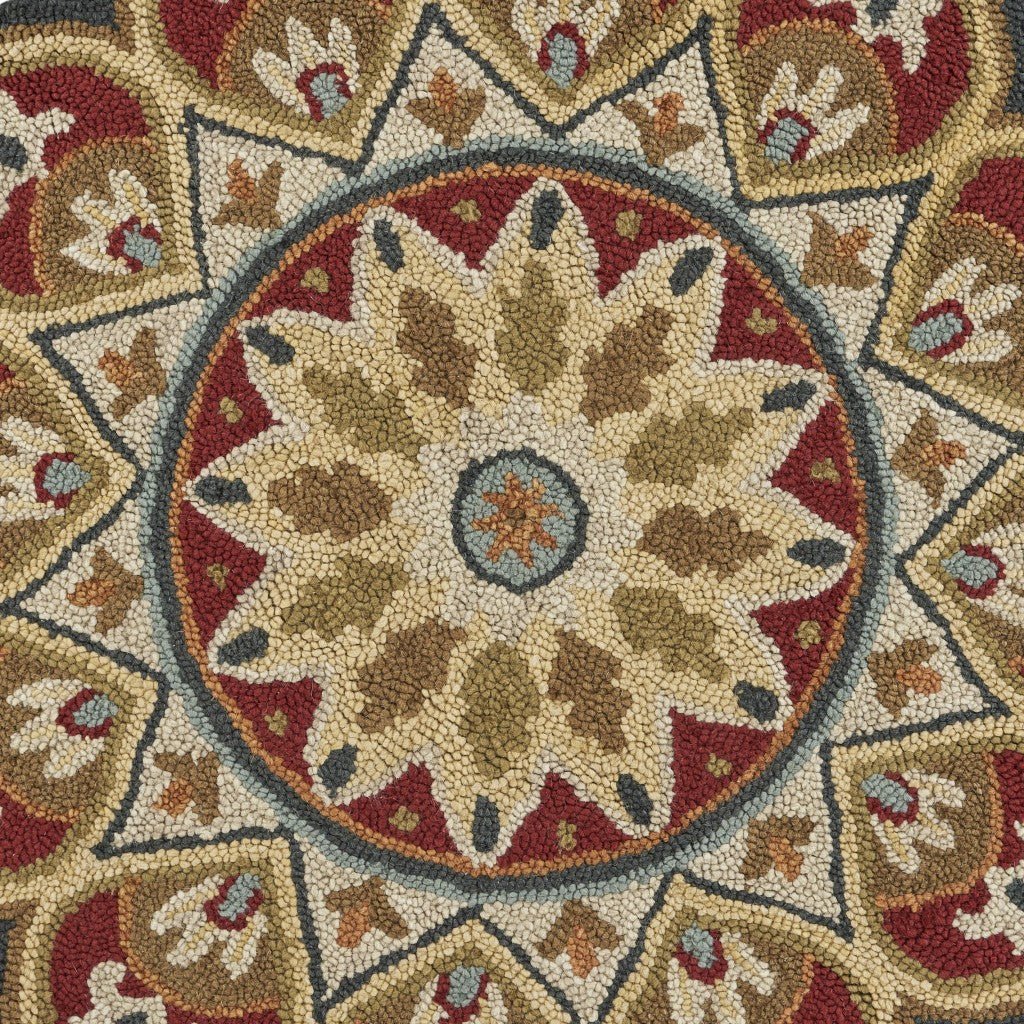 4 Round Red Decorative Petaled Edge Area Rug Image 4