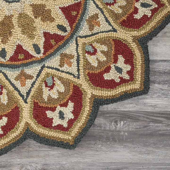 4 Round Red Decorative Petaled Edge Area Rug Image 8