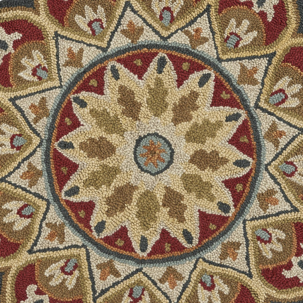 4 Round Red Decorative Petaled Edge Area Rug Image 11