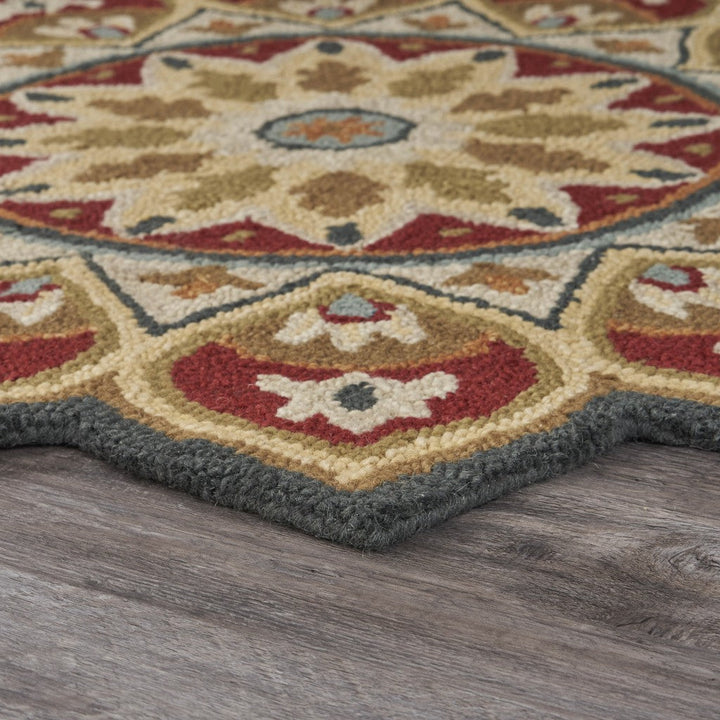 4 Round Red Decorative Petaled Edge Area Rug Image 12