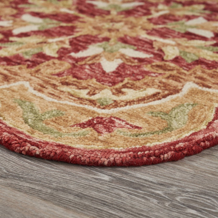 4 Round Rustic Red Scalloped Edge Area Rug Image 5