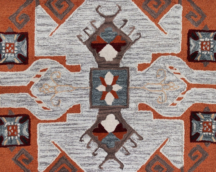 4 Round Terracotta Tribal Area Rug Image 4