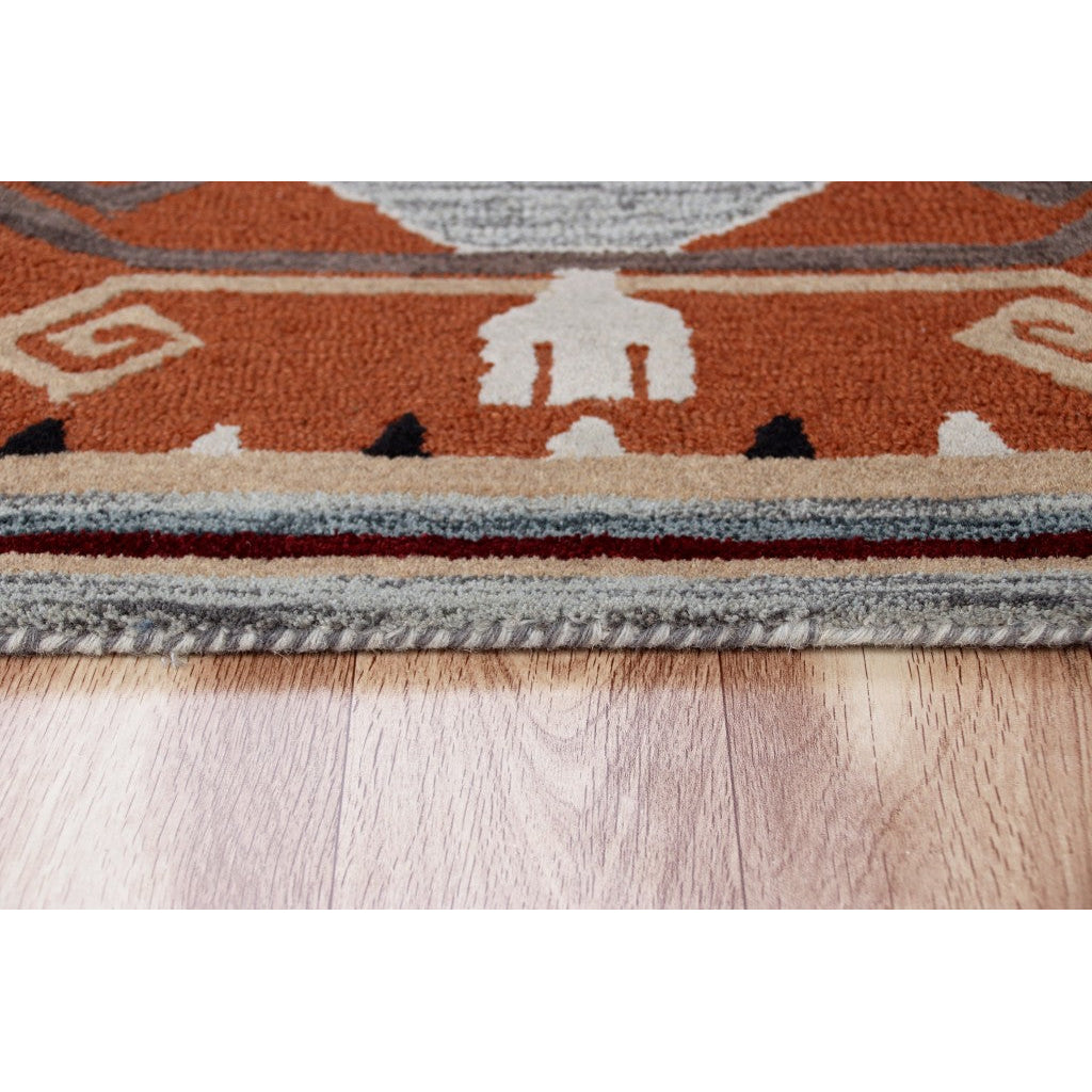 4 Round Terracotta Tribal Area Rug Image 7