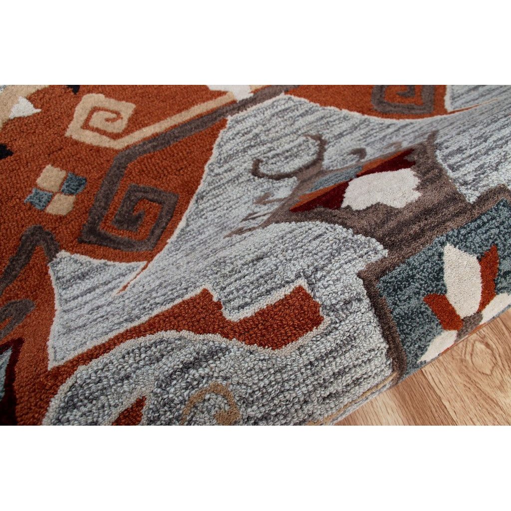 4 Round Terracotta Tribal Area Rug Image 8