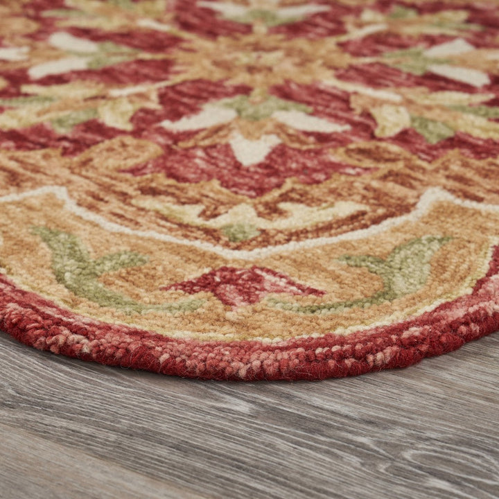 4 Round Rustic Red Scalloped Edge Area Rug Image 12