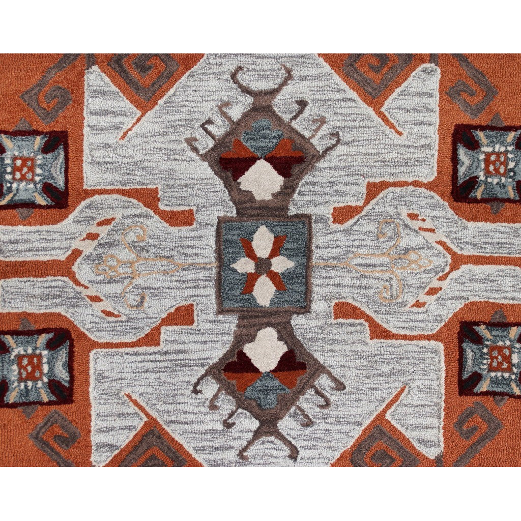 4 Round Terracotta Tribal Area Rug Image 11