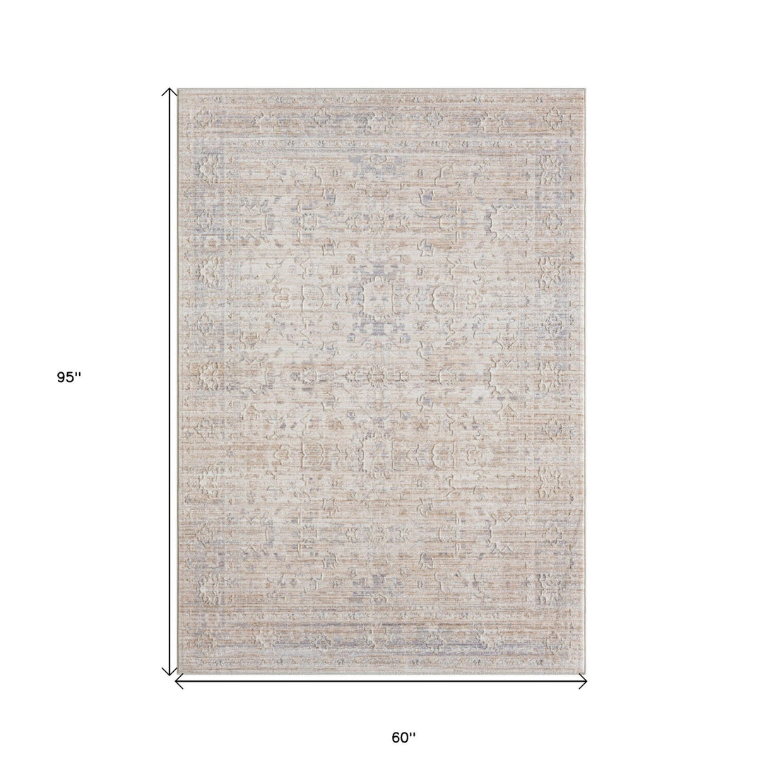 5 X 8 Gray Botanical Area Rug Image 7