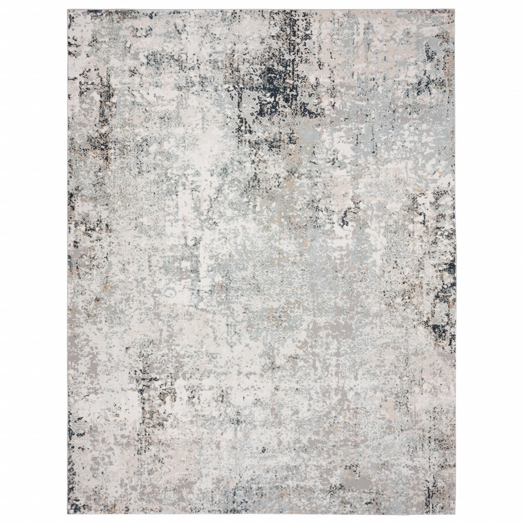 5 X 7 Gray Cream And Taupe Abstract Distressed Stain Resistant Area Rug Image 1