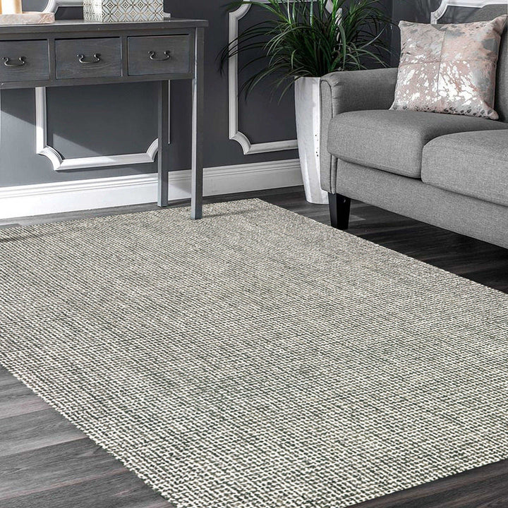 5 x 8 Gray Wool Handmade Area Rug Image 4