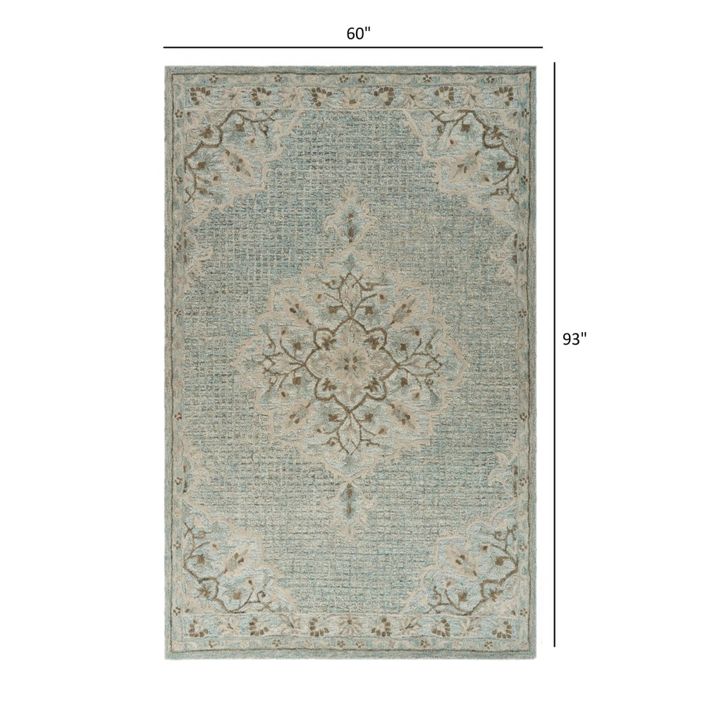 5 X 8 Blue Wool Hand Tufted Area Rug Image 2