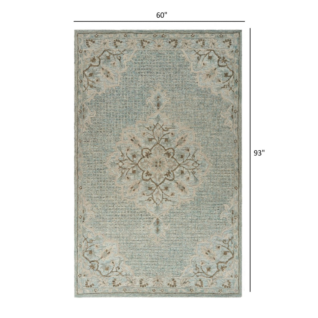 5 X 8 Blue Wool Hand Tufted Area Rug Image 2