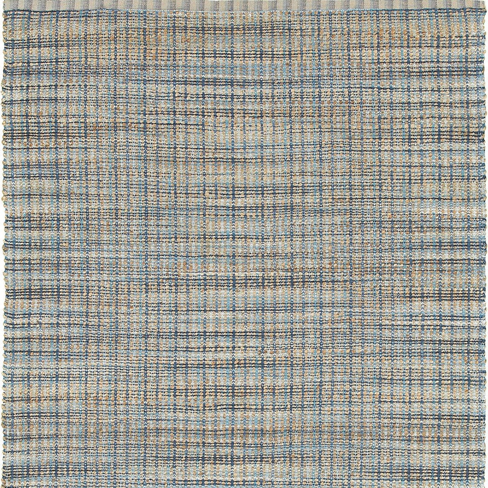 5 x 8 Blue and Ivory Hand Woven Area Rug Image 3