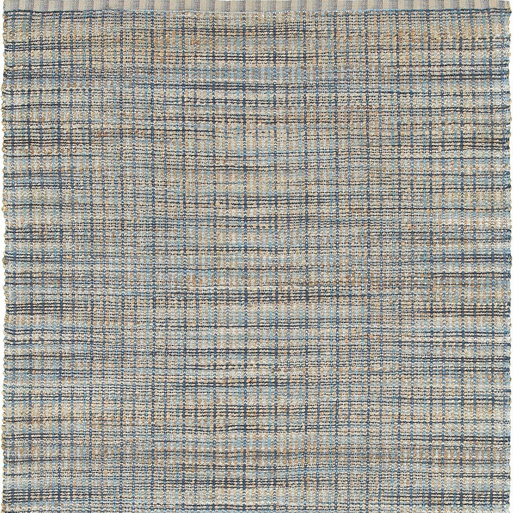 5 x 8 Blue and Ivory Hand Woven Area Rug Image 1