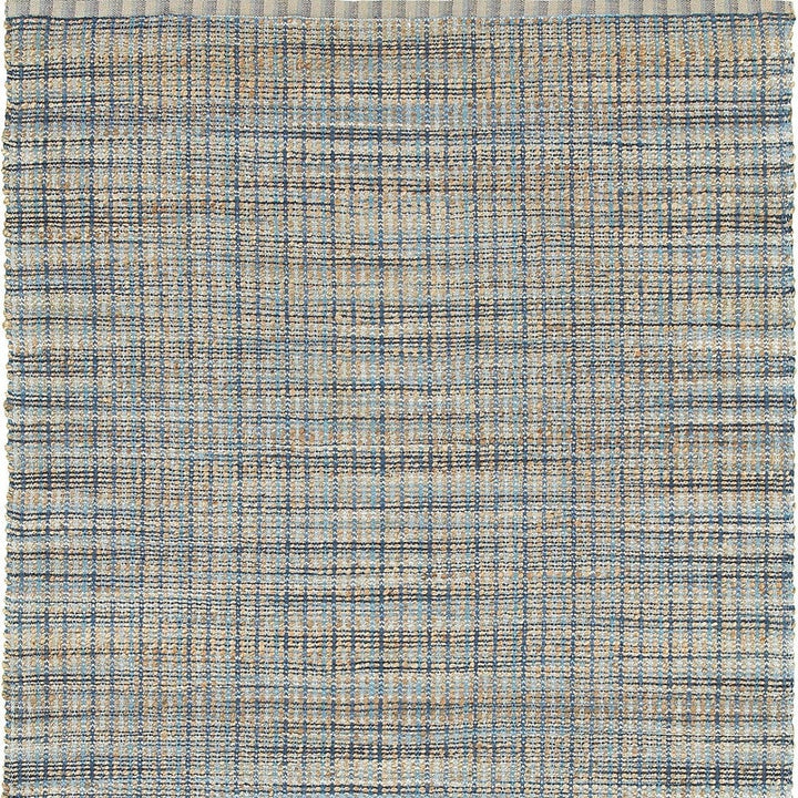 5 x 8 Blue and Ivory Hand Woven Area Rug Image 1