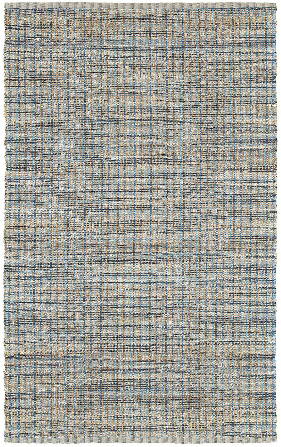 5 x 8 Blue and Ivory Hand Woven Area Rug Image 1