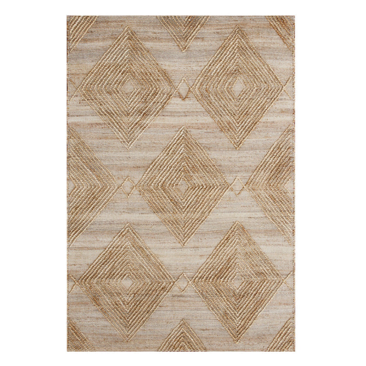 9 x 12 Brown and Ivory Geometric Hand Woven Non Skid Area Rug Image 1