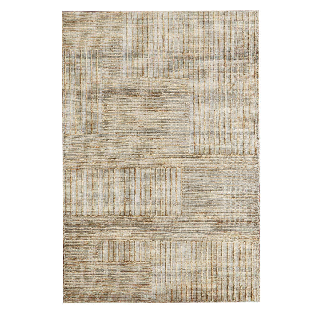 5 x 8 Brown Striped Hand Woven Area Rug Image 1