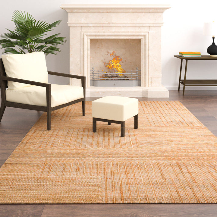 5 x 8 Brown Striped Hand Woven Area Rug Image 5