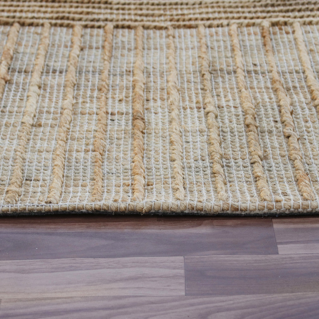 5 x 8 Brown Striped Hand Woven Area Rug Image 6