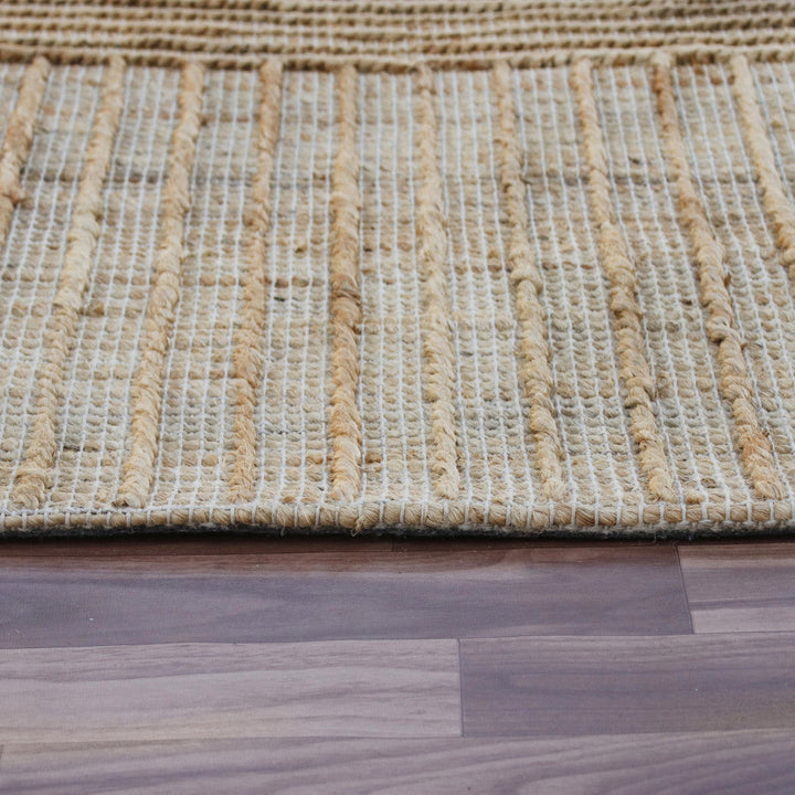 5 x 8 Brown Striped Hand Woven Area Rug Image 6