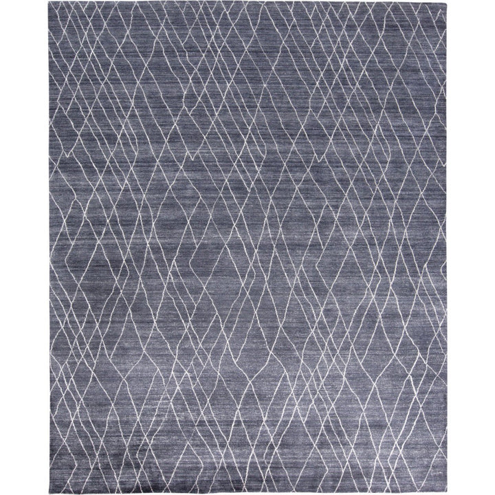 5 X 8 Blue And Ivory Abstract Hand Woven Area Rug Image 5