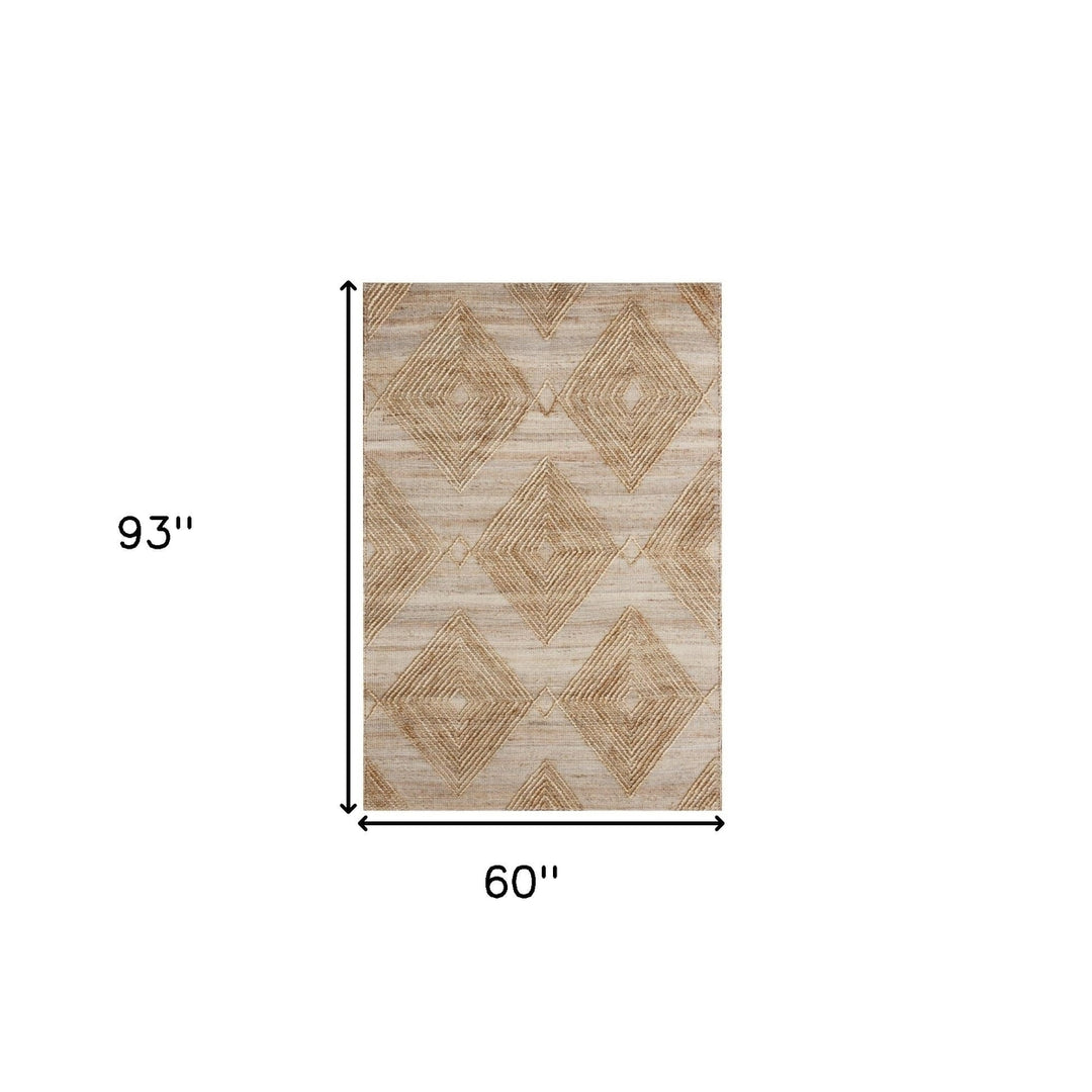 9 x 12 Brown and Ivory Geometric Hand Woven Non Skid Area Rug Image 11