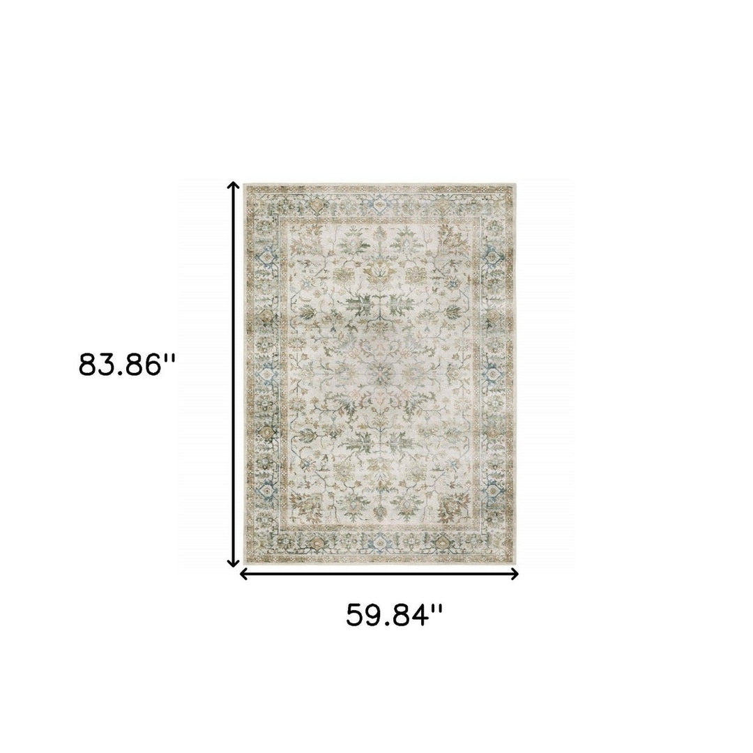 5 X 7 Grey Orange Blue Gold Green And Rust Oriental Printed Stain Resistant Non Skid Area Rug Image 9