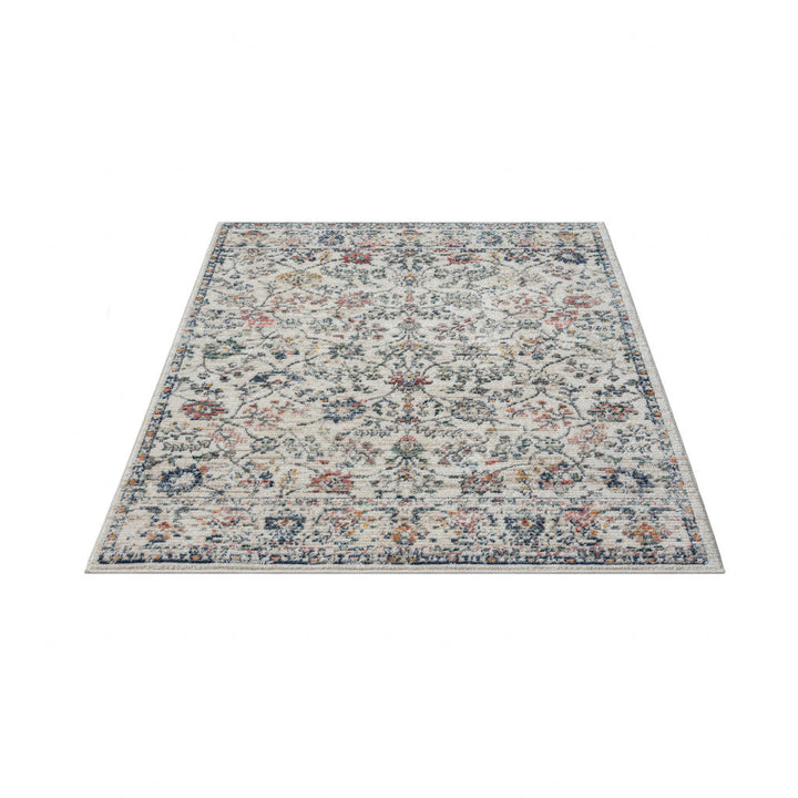 5 X 7 Ivory Floral Area Rug Image 8