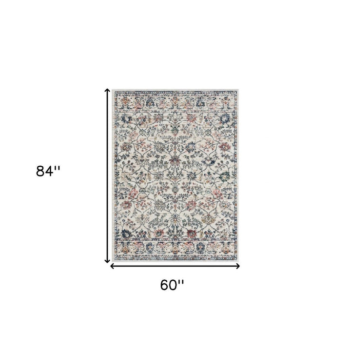 5 X 7 Ivory Floral Area Rug Image 9