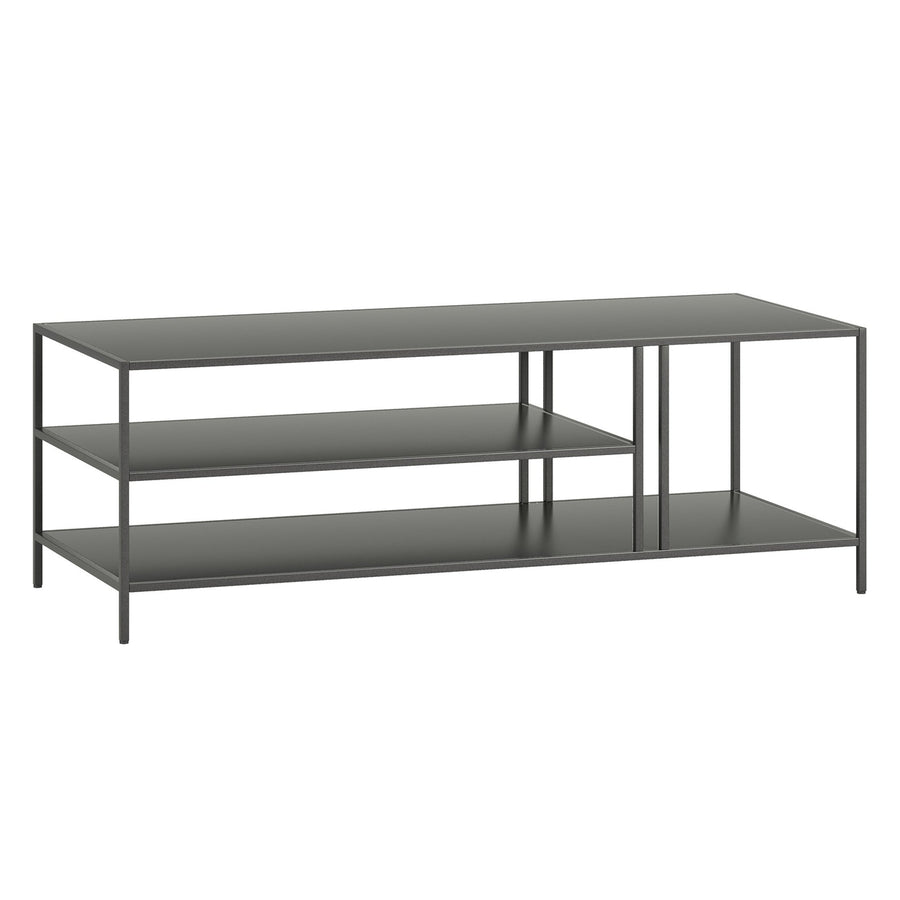 48" Gray Steel Coffee Table With Two Shelves Image 1