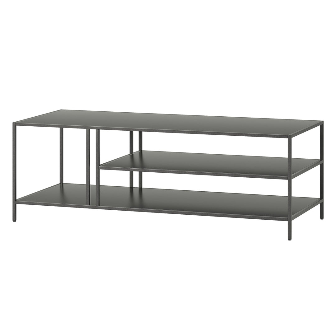 48" Gray Steel Coffee Table With Two Shelves Image 4