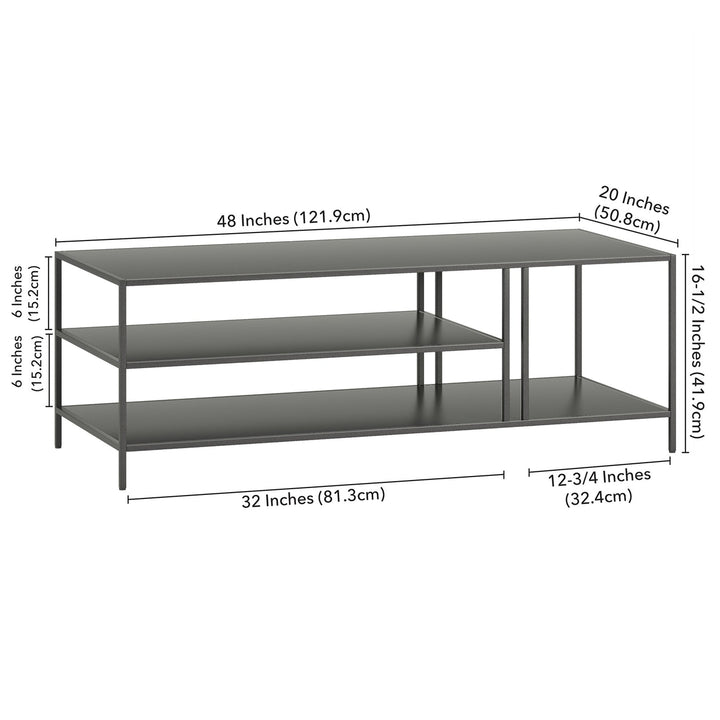 48" Gray Steel Coffee Table With Two Shelves Image 7