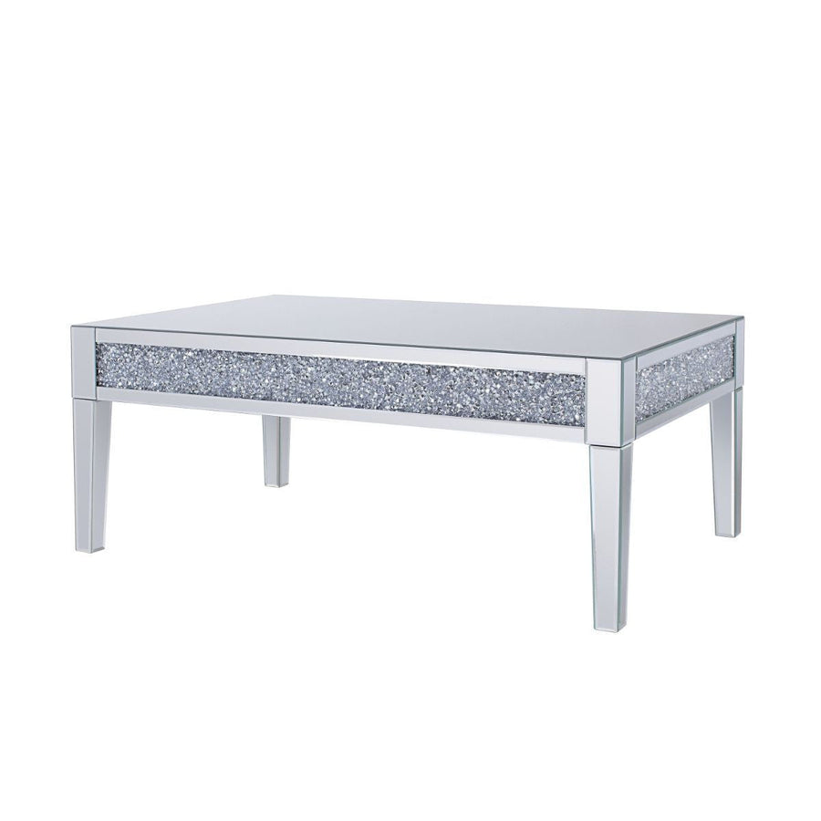 48" Silver Mirrored Rectangular Mirrored Coffee Table Image 1