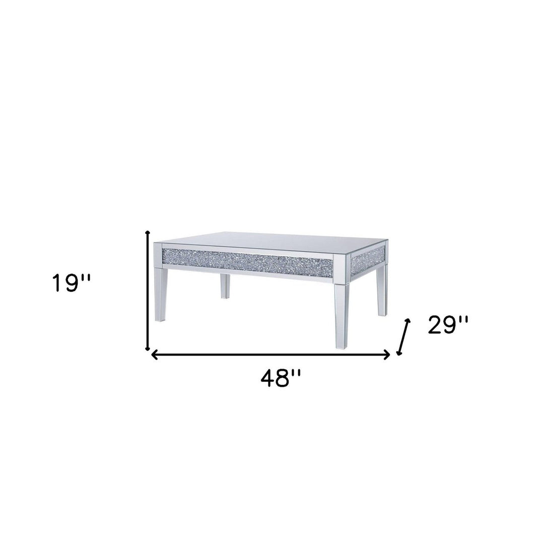 48" Silver Mirrored Rectangular Mirrored Coffee Table Image 2