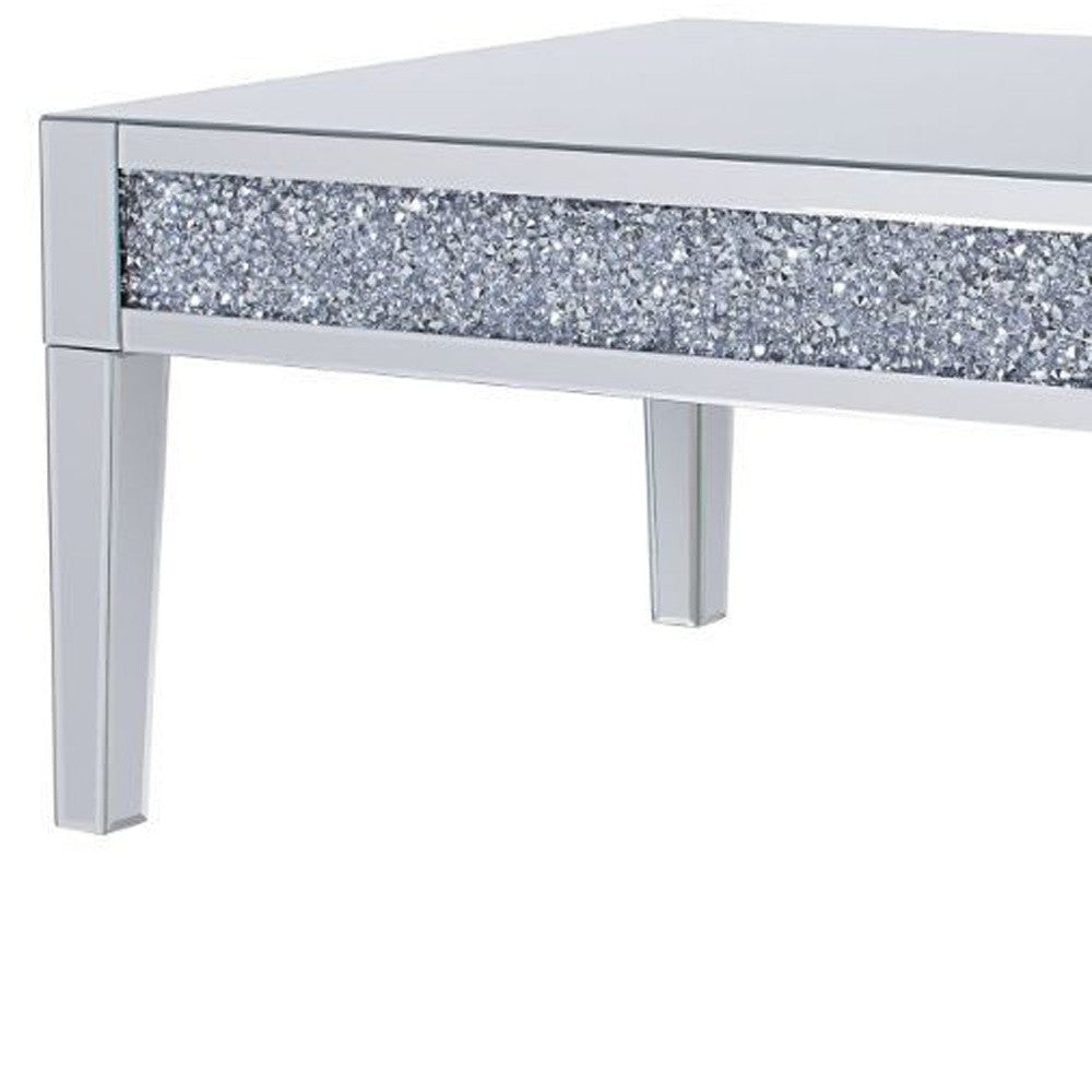 48" Silver Mirrored Rectangular Mirrored Coffee Table Image 4