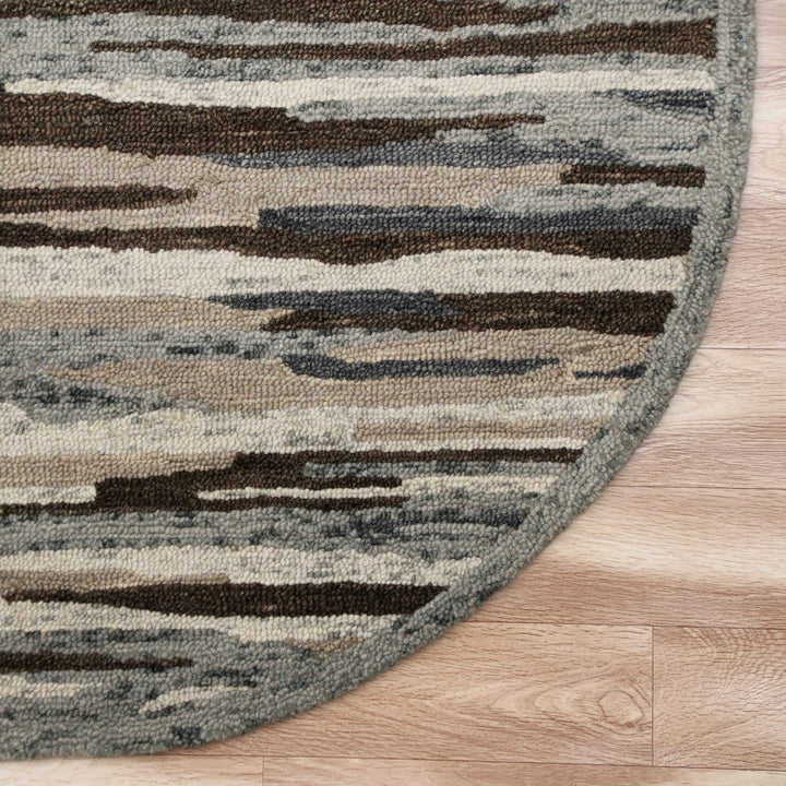 4 Round Brown and Gray Camouflage Area Rug Image 4