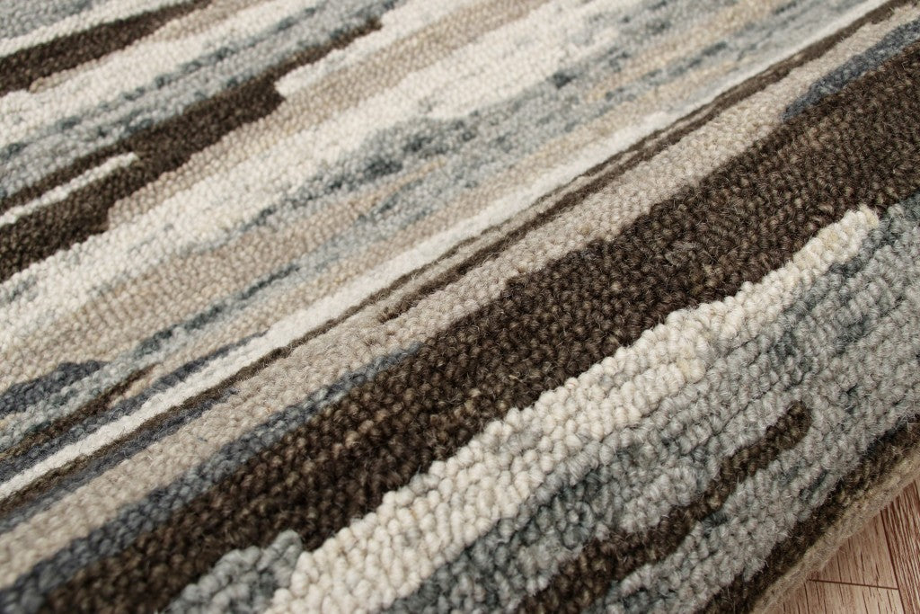 4 Round Brown and Gray Camouflage Area Rug Image 6