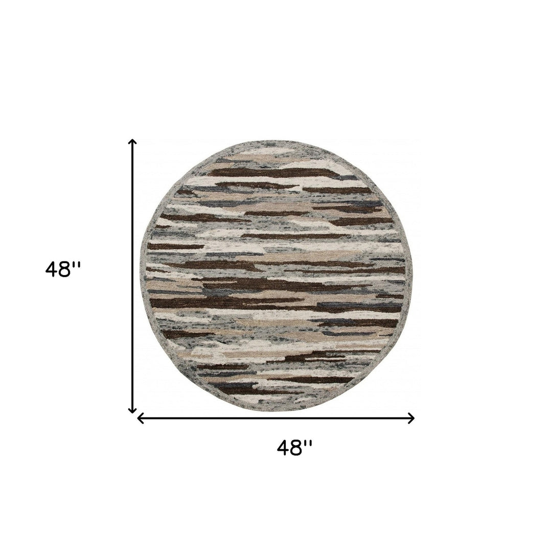 4 Round Brown and Gray Camouflage Area Rug Image 8