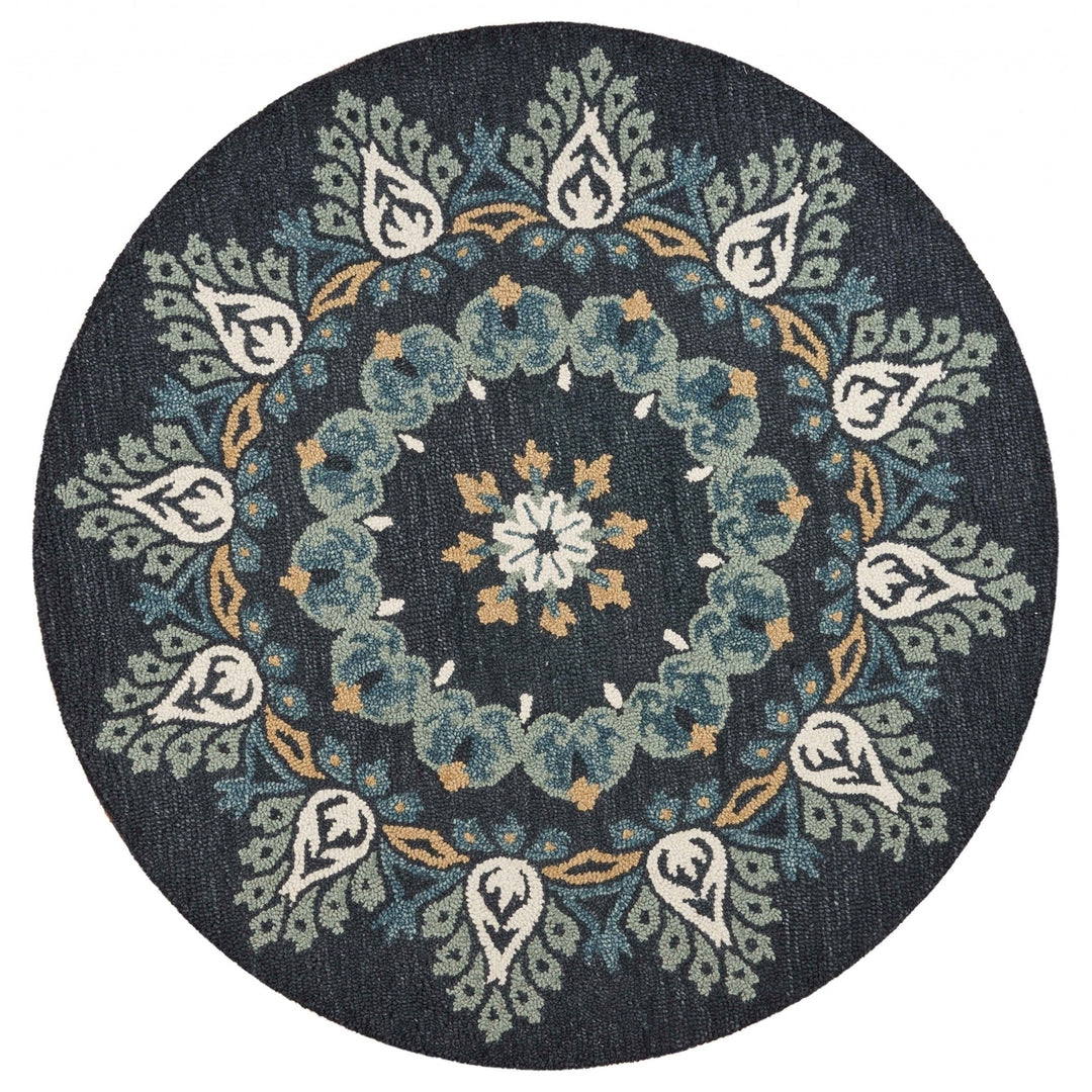 6 Round Black Floral Paradise Area Rug Image 11