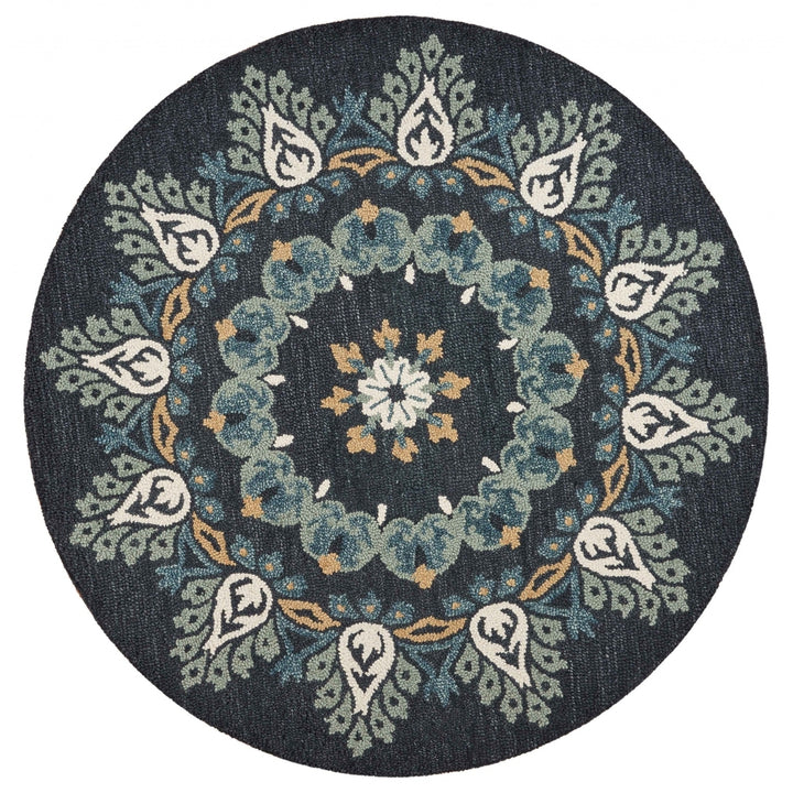 6 Round Black Floral Paradise Area Rug Image 11